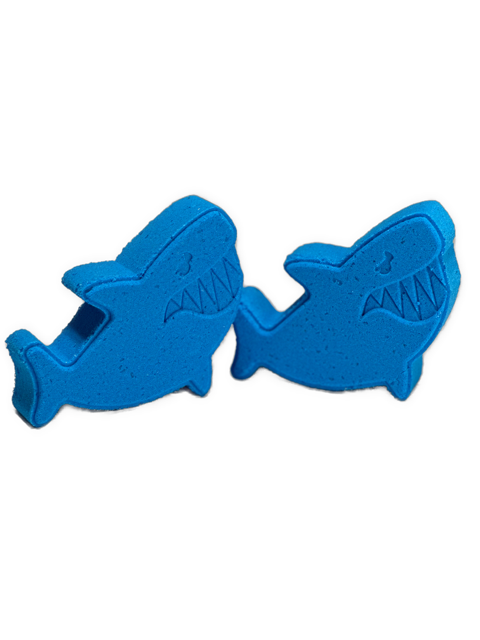 Blue raspberry shark shaped bath bomb for kids