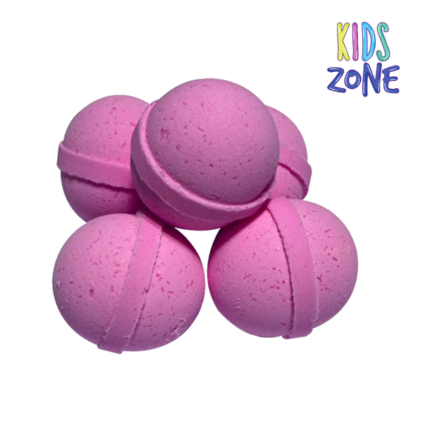 Glam Girl pink kids bath bomb with strawberry and grapefruit scent