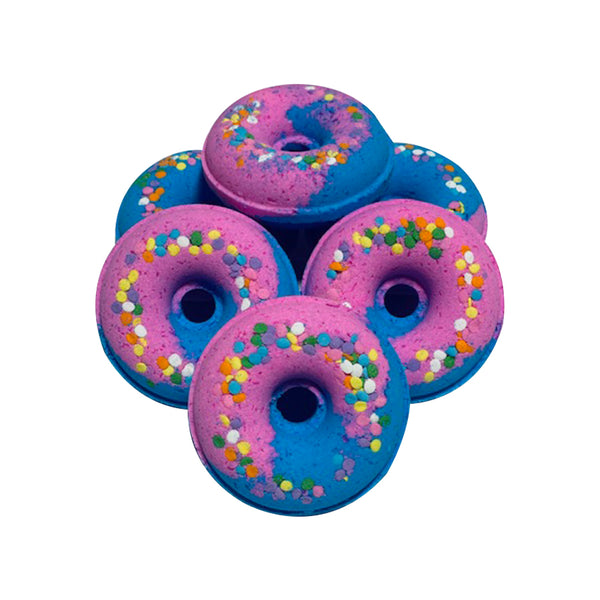 Sprinkle topped donut shaped kids bath bomb by Made Natural